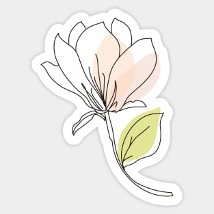 magnolia line art, magnolia illustration Sticker